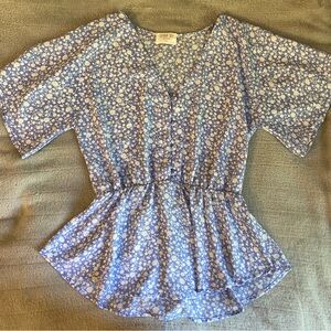 Sienna Sky Women’s XS Blue & White Floral Button-Up Blouse